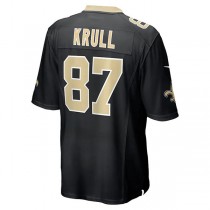 NO.Saints #87 Lucas Krull Black Game Player Jersey Stitched American Football Jerseys