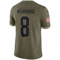 NO.Saints #8 Archie Manning Olive 2022 Salute To Service Retired Player Limited Jersey Stitched American Football Jerseys