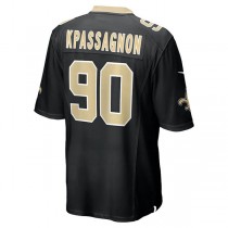 NO.Saints #90 Tanoh Kpassagnon Black Game Jersey Stitched American Football Jerseys