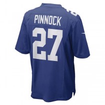 NY.Giants #27 Jason Pinnock Royal Game Player Jersey Stitched American Football Jerseys