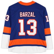 NY.Islanders #13 Mathew Barzal Fanatics Authentic Autographed Breakaway Jersey Royal Stitched American Hockey Jerseys