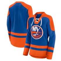 NY.Islanders Fanatics Branded Net Gain Fleece V-Neck Pullover Sweatshirt RoyalOrange Stitched American Hockey Jerseys