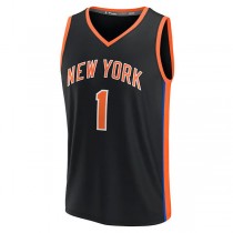 NY.Knicks #1 Obi Toppin Fanatics Branded 2022-23 Fastbreak Jersey City Edition Black Stitched American Basketball Jersey