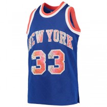 NY.Knicks #33 Patrick Ewing Blue Mitchell & Ness Hardwood Classics 75th Anniversary Diamond Jersey Stitched American Basketball Jersey