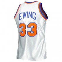 NY.Knicks #33 Patrick Ewing Mitchell & Ness 1985-86 Hardwood Classics 75th Anniversary Swingman Jersey Platinum Stitched American Basketball Jersey