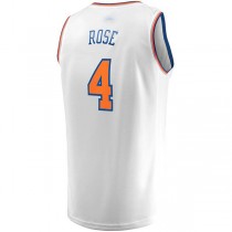 NY.Knicks #4 Derrick Rose Fanatics Branded 2022-23 Fast Break Replica Jersey White Association Edition Stitched American Basketball Jersey