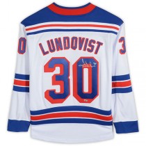 NY.Rangers #30 Henrik Lundqvist Fanatics Authentic Autographed Breakaway Jersey White Stitched American Hockey Jerseys