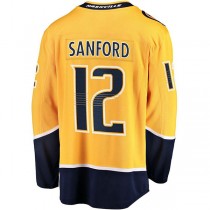 N.Predators #12 Zach Sanford Fanatics Branded Home Breakaway Player Jersey Gold Stitched American Hockey Jerseys