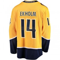 N.Predators #14 Mattias Ekholm Fanatics Branded Home Breakaway Jersey Gold Stitched American Hockey Jerseys