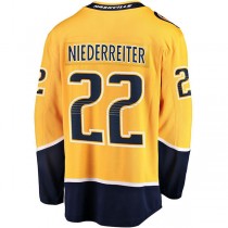 N.Predators #22 Nino Niederreiter Fanatics Branded Home Breakaway Player Jersey Gold Stitched American Hockey Jerseys