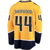 N.Predators #44 Kiefer Sherwood Fanatics Branded Home Breakaway Player Jersey Gold Stitched American Hockey Jerseys