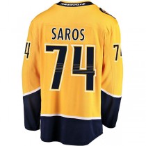 N.Predators #74 Juuse Saros Fanatics Branded Home Premier Breakaway Player Jersey Gold Stitched American Hockey Jerseys