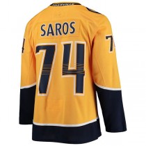 N.Predators #74 Juuse Saros Home Authentic Player Jersey Gold Stitched American Hockey Jerseys