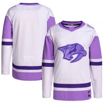N.Predators Hockey Fights Cancer Primegreen Authentic Blank Practice Jersey White Purple Stitched American Hockey Jerseys