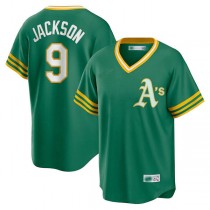 Oakland Athletics #9 Reggie Jackson Kelly Green Road Cooperstown Collection Player Jersey Baseball Jerseys
