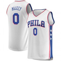 PH.76ers #0 Tyrese Maxey Fanatics Branded 2022-23 Fast Break Replica Jersey White Association Edition Stitched American Basketball Jersey