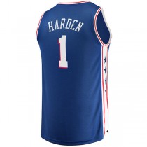 PH.76ers #1 James Harden Fanatics Branded 2021-22 Fast Break Replica Jersey Royal Icon Edition Stitched American Basketball Jersey