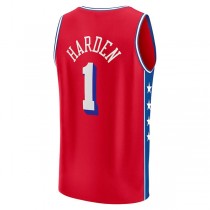 PH.76ers #1 James Harden Fanatics Branded 2022-23 Fast Break Replica Player Jersey Statement Edition Red Stitched American Basketball Jersey