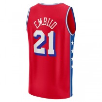PH.76ers #21 Joel Embiid Fanatics Branded 2022-23 Fast Break Replica Player Jersey Statement Edition Red Stitched American Basketball Jersey