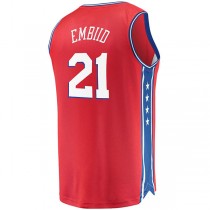 PH.76ers #21 Joel Embiid Fanatics Branded Fast Break Replica Jersey Statement Edition Red Stitched American Basketball Jersey