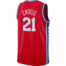 PH.76ers #21 Joel Embiid Swingman Player Jersey Statement Edition Red Stitched American Basketball Jersey