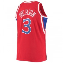 PH.76ers #3 Allen Iverson Mitchell & Ness Big & Tall Hardwood Classics Swingman Player Jersey Red Stitched American Basketball Jersey