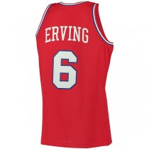 PH.76ers #6 Julius Erving Mitchell & Ness Big & Tall Hardwood Classics Jersey Red Stitched American Basketball Jersey