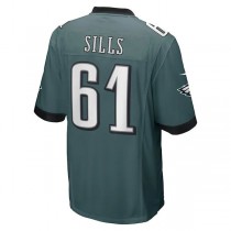 P.Eagles #61 Josh Sills Midnight Green Game Player Jersey Stitched American Football Jerseys