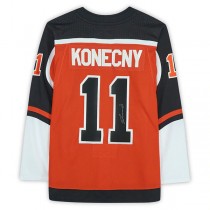 P.Flyers #11 Travis Konecny Fanatics Authentic Autographed 2020-21 Reverse Retro Orange Stitched American Hockey Jerseys