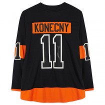 P.Flyers #11 Travis Konecny Fanatics Authentic Autographed Alternate Fanatics Breakaway Jersey Black Stitched American Hockey Jerseys