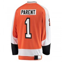 P.Flyers #1 Bernie Parent Fanatics Branded Premier Breakaway Retired Player Jersey Orange Stitched American Hockey Jerseys