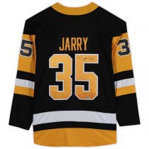 P.Penguins #35 Tristan Jarry Fanatics Authentic Autographed Breakaway Jersey Black Stitched American Hockey Jerseys