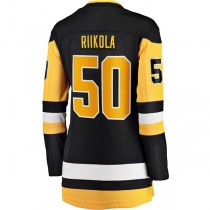 P.Penguins #50 Juuso Riikola Fanatics Branded Women's Home Breakaway Player Jersey Black Stitched American Hockey Jerseys