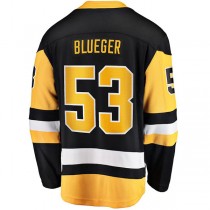 P.Penguins #53 Teddy Blueger Fanatics Branded Home Breakaway Player Jersey Black Stitched American Hockey Jerseys