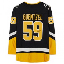 P.Penguins #59 Jake Guentzel Fanatics Authentic Autographed Breakaway 2021 Alternate Jersey Black Stitched American Hockey Jerseys