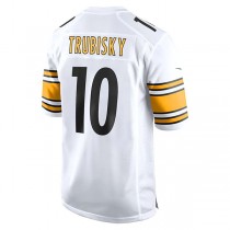 P.Steelers #10 Mitchell Trubisky White Game Player Jersey Stitched American Football Jerseys