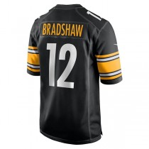 P.Steelers #12 Terry Bradshaw Black Retired Player Game Jersey Stitched American Football Jerseys