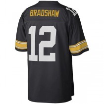 P.Steelers #12 Terry Bradshaw Mitchell & Ness Black Legacy Replica Jersey Stitched American Football Jerseys