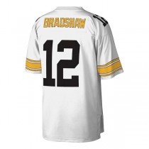 P.Steelers #12 Terry Bradshaw Mitchell & Ness White Legacy Replica Jersey Stitched American Football Jerseys