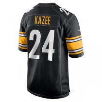P.Steelers #24 Damontae Kazee Black Game Player Jersey Stitched American Football Jerseys