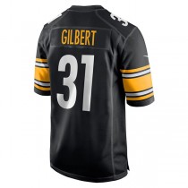 P.Steelers #31 Mark Gilbert Black Game Player Jersey Stitched American Football Jerseys