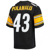 P.Steelers #43 Troy Polamalu Mitchell & Ness Black 2007 Authentic Retired Player Jersey Stitched American Football Jerseys