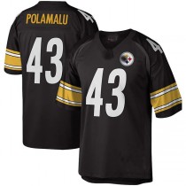 P.Steelers #43 Troy Polamalu Mitchell & Ness Black Legacy Replica Jersey Stitched American Football Jerseys