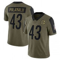 P.Steelers #43 Troy Polamalu Olive 2021 Salute To Service Retired Player Limited Jersey Stitched American Football Jerseys