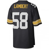 P.Steelers #58 Jack Lambert Mitchell & Ness Black Legacy Replica Jersey Stitched American Football Jerseys