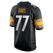 P.Steelers #77 Jesse Davis Black Game Player Jersey Stitched American Football Jerseys