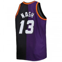P.Suns #13 Steve Nash Mitchell & Ness Big & Tall Hardwood Classics 1996-97 Split Swingman Jersey Purple-Black Stitched American Basketball Jersey