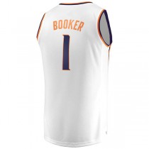 P.Suns #1 Devin Booker Fanatics Branded Fast Break Replica Jersey White Association Edition Stitched American Basketball Jersey