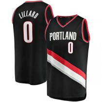 P.Trail Blazers #0 Damian Lillard Fanatics Branded 2020-21 Fast Break Replica Jersey Icon Edition Black Stitched American Basketball Jersey