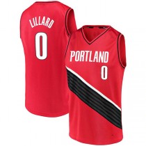 P.Trail Blazers #0 Damian Lillard Fanatics Branded 2020-21 Fast Break Replica Jersey Statement Edition Red Stitched American Basketball Jersey